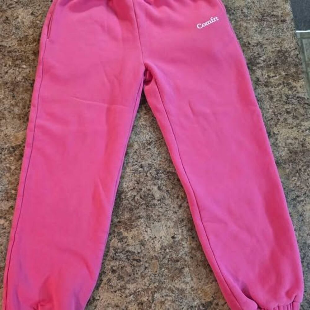 Comfrt Pink Fleece Lined Sweatpants Joggers Womens Large Logo
